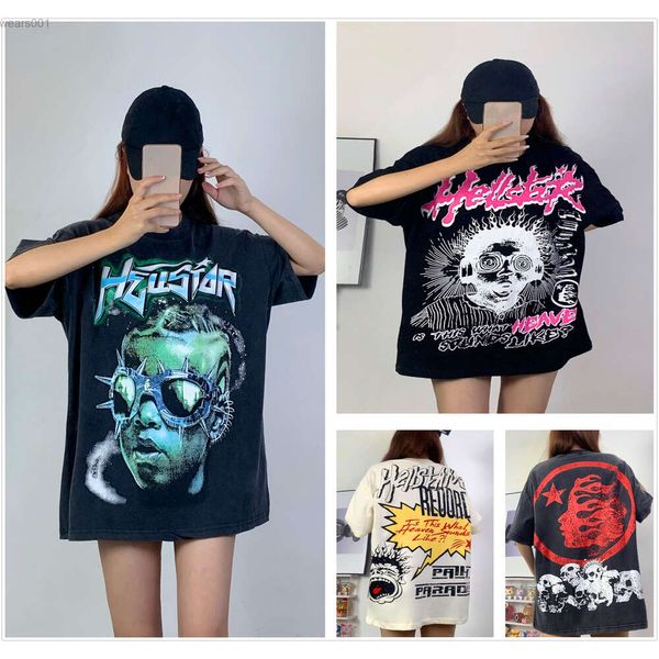 Hellstar Shirt Designer T camisetas gráficas roupas de camiseta de roupas hipster vintage lavado de tecido de rua de graffiti foil de papel impressão de impressão geométrica 3SJM