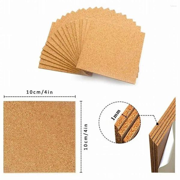 Tischmatten 40pcs Cork Coasters Quadratkkorken Holzmatten Wein trinken Kaffee Teetasse Selbstklebende DIY-Rückenblatt Küche Essbar