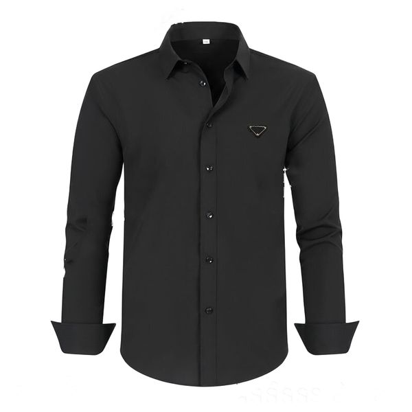 Camisa de designer de camisa masculina camisa de negócios casual camisa clássica de alta qualidade de manga longa letra de cor sólida letra de quatro estações camisa plus size