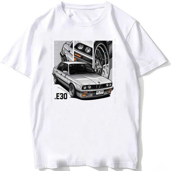 T-shirt maschile retrò Germania EUDM-E34 M5 Thirts Summer Men Short Short Old Legend E30 M3 T-shirt Classic Car Boy Tops Casuals Man White Teesl2425