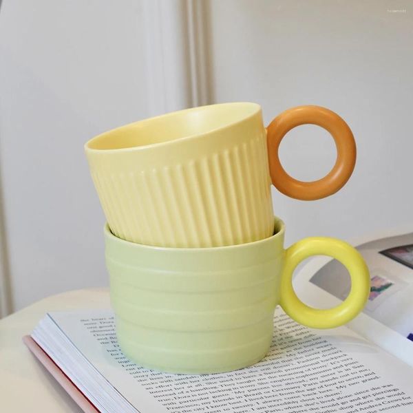 Xícaras de chá xícara de cerâmica caneca contraste color retro maçaneta de café