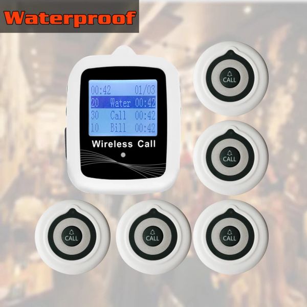 Acessórios Table Restaurant Pagers Beeper Wireless Calling System Botão Removável Receptor à prova d'água para Service Cafe Hookah