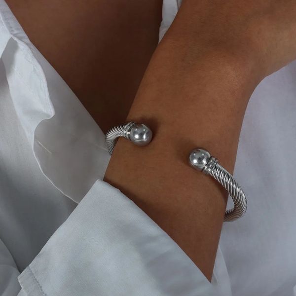 Braccialetti d'argento sterling Fine 925 Elegante Braggle a filo attorcigliato per donne Gioielli per matrimoni Fashi