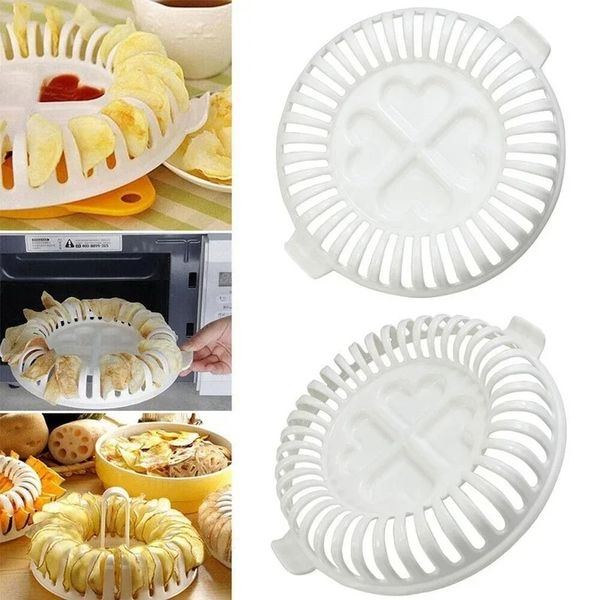 Mikrodalga Fırın Yok Patates Cips Maker Apple Meyve Patates Gevrek Çip Slicer Snack Maker DIY Set Tepsi Mutfak Alet Çip Rafı