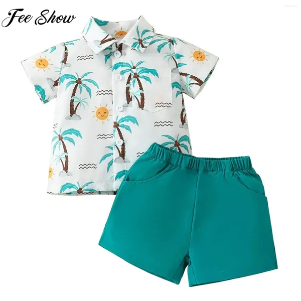 Bekleidungssets Kleinkindjungen Sommer Freizeitbeach Kostüm Set Gentlemen Anzug Shirts Shirt mit Shorts für Urlaub täglich Homewear
