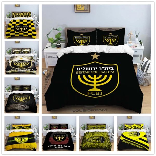 Sets BEAR JERUSALEM FC Die ganze Saison Twin Beding Set 3 -teilige Bettdecke Set Bett Duvet Cover Double King Tröster -Cover Home Textile