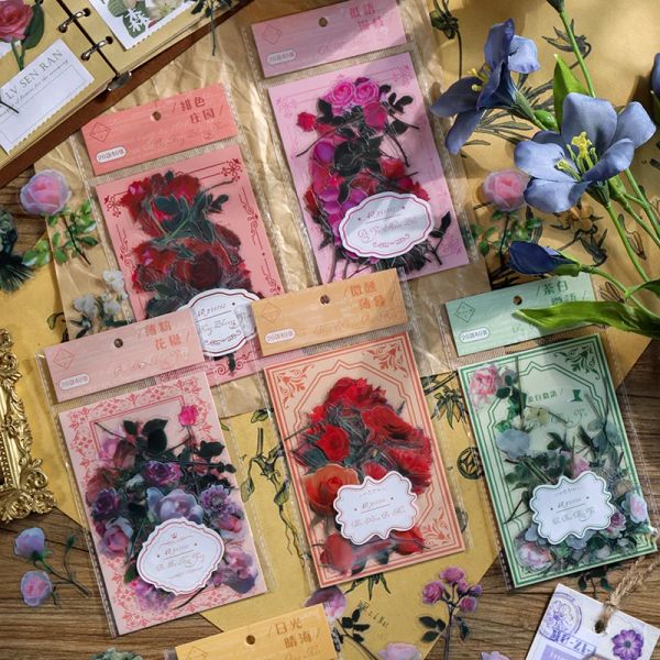 Sets Vintage Retro Blume nach Tagebuch Pet Sticker Bag Scrapbooking Dekoration Material Papierpackung Großhandel Großhandel