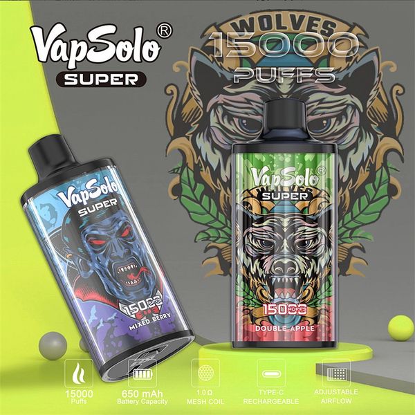 UE Germany International Warehouse VAP SOLO 15000 15K 0mg 2% Nic Salt Vapes com sabor descartável