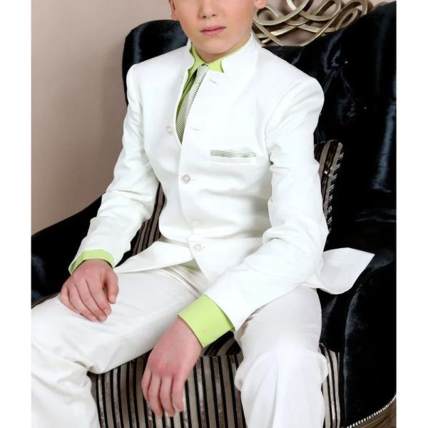 Anzüge England Style Kinder Kleidung Jungen Modestand Halsband Single Breasted Anzug Slim Fit Casual Formal Hochzeitsanzug für Jungen 2 Stück