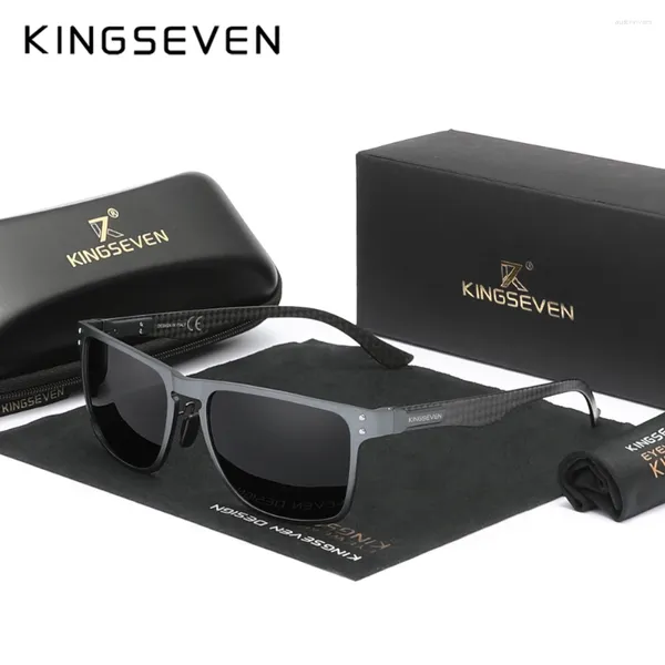 Óculos de sol Kingseven Luxury Aluminium Sunglasses para homens retro retang polarizados uv400 copos dirigindo esportes femininos acessórios de moda