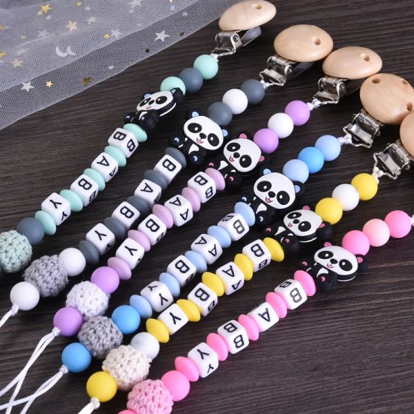 Acessórios Cadeia de chupeta bebê Silicone Animal Badyed Food Grade Soother Chain Chew Toy Toy Dummy Holder Clip BPA Free