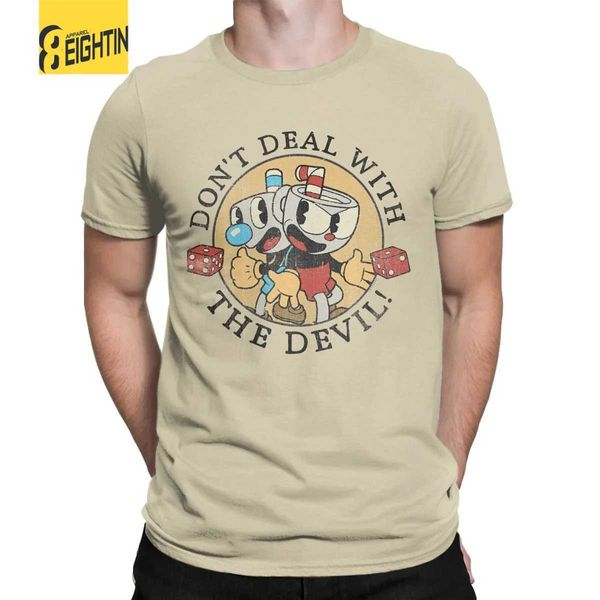 As camisetas masculinas não lidam com a camiseta do diabo, camiseta engraçada camiseta de camiseta curta de manga curta, camisetas de pescoço redondo 100% de algodão T240425