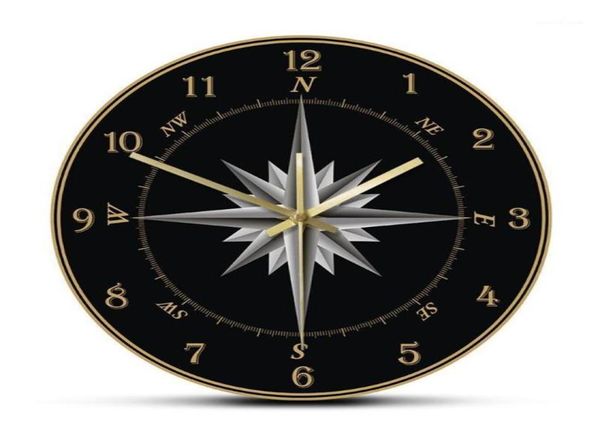 Mariner039S Compass Wall Compass Rose Nautical Home Decor Windrose Navigation круглой молчаливые настенные часы Sailor039S9362680