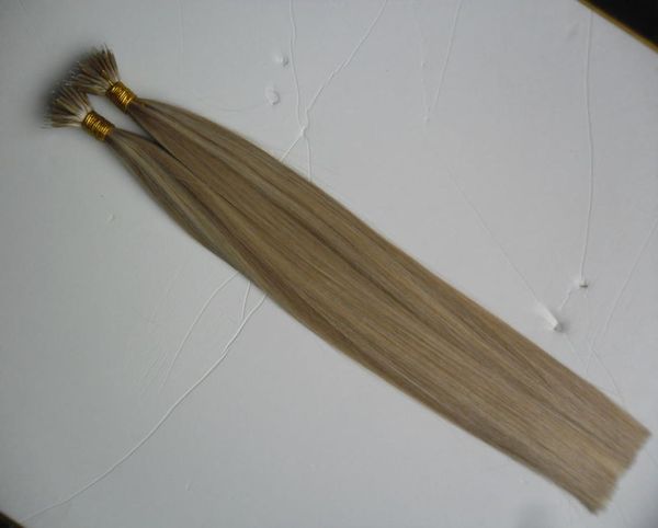 Cabelo virgem brasileiro reto 100s Remy Remy Ring Links Extensões de cabelo humano Blonde cor Europeias Micro Contas HAI6882383