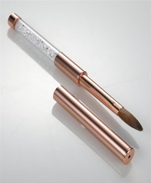 Aokitec pure kolinsky щетка для ногтей 12 размер для акрилового порошка для волос соваль розовый золото бронзовое золото разбитое ручка с бриллиантами и 1930710