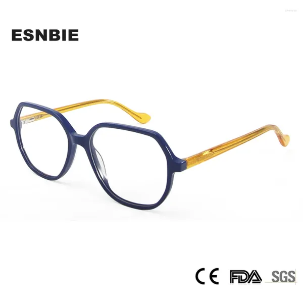 Sonnenbrillen Frames Designer Myopie Brille Acetat Frauen Brille für verschreibungspflichtige Linsen Square Übergröße Framfeen Scharnier