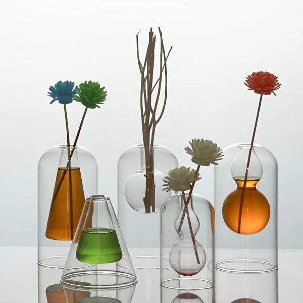 Garrafas de vidro vazio Reed Reed Difuser garrafa de aromaterapia Jarros para óleos essenciais Pequenos peças centrais da mesa para casamentos deco