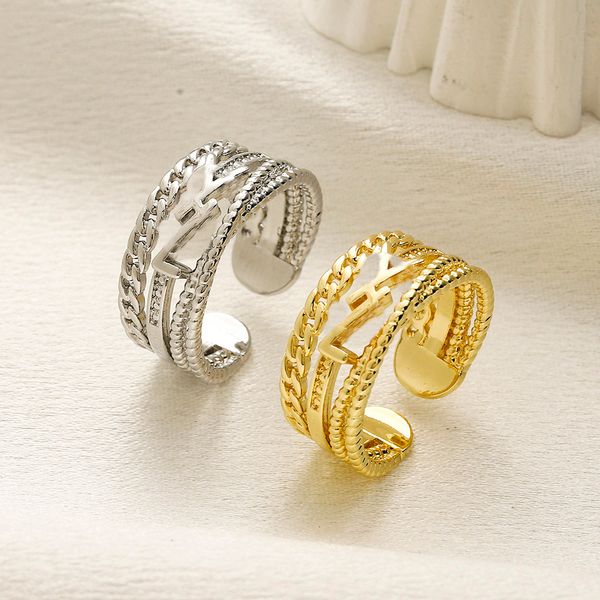 Designer Markenbrief Band Ringe Frauen Edelstahl Herren Gold Silber verlegt Love Hochzeit Luxusschmuck Open Ring Paar Ringe