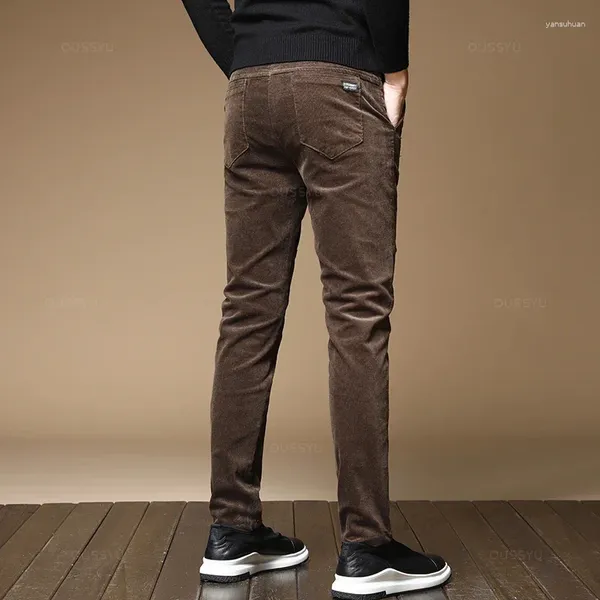 Pantaloni da uomo in vello invernale di alta qualità in velluto a coste calde uomini spessi casual business moda allungamento velluto nero grigio grigio pantaloni