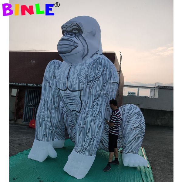 8mh (26 pés) com gorila inflável de cor de cor de cor de ventilador com luzes de luzes de macaco inflável para decoração de publicidade