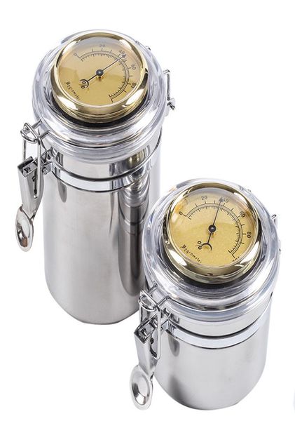 Tabaco jar charuto humidor com umidificador e higrômetro Acessórios de cigarros múltiplos de charutos de aço inoxidável 5575666