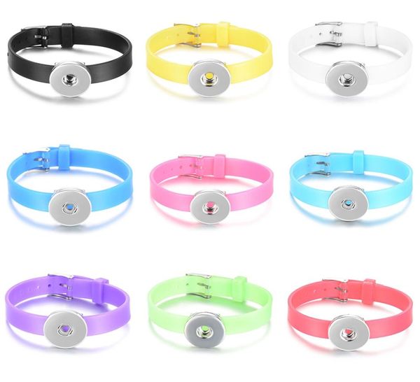 10psspack Noosa Ювелирные украшения Candy Color Silicone Bracelet 20 см. 18 -миллиметровые кнопки для защелк