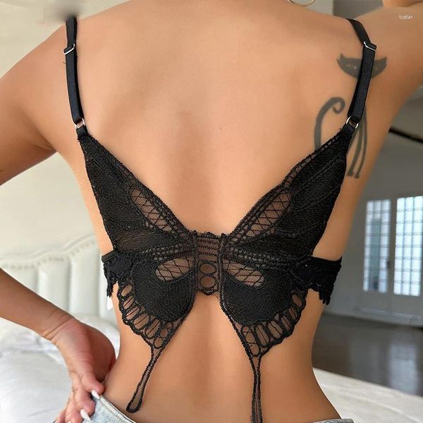 Tanques femininos de renda Butterfly Bra Beauty Back Bralette Mulheres Sexy embrulhadas Camisole Tubo Tubo de baixo para baixo colete