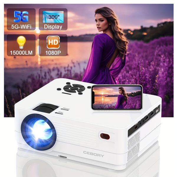 Native 1080p 5G WiFi Wireless Projector Cebory 13000LM Full HD Movie Projector 300 