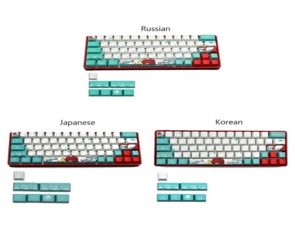 Russo 71 Keys Sea Coral Ukiyoe keycap Dye Sublimation OEM Teclado mecânico para GH60 XD64 DZ60 GK61 GK64 2106102356156