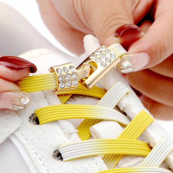 Parti di scarpe 1PAIR NESSUNA TIRA SHOELACE Senza Ties Diamond Cross Lock Release per le scarpe sportive da donna Sneaker elastici Sneaker