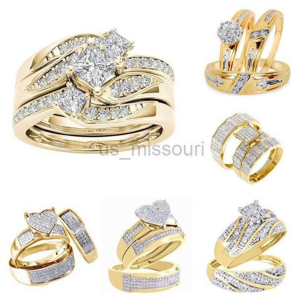 Bandringe 3 oder 2 PCsa Simple Ring Set!Romantischer Herz Zirkon -Verlobungsring Set für Frauen Hochzeitsfeier Schmuckzubehör J230531 geeignet