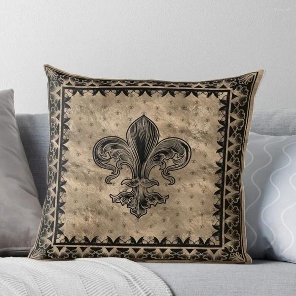 Pillow Fleur-de-lis-Set di coperture per la custodia per lancio nero e oro