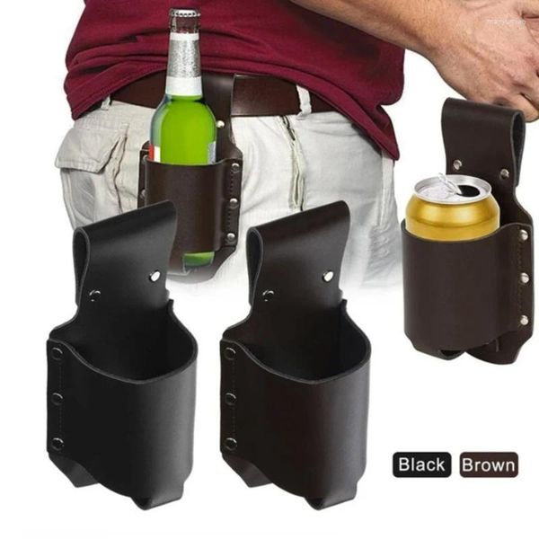 Aufbewahrungstaschen tragbare Leder Taille Holster Biergürtelbeutel Flasche Handy Weinflaschen Getränk Dose Holding Outdoor Getränk Hülle Hülle Abdeckung