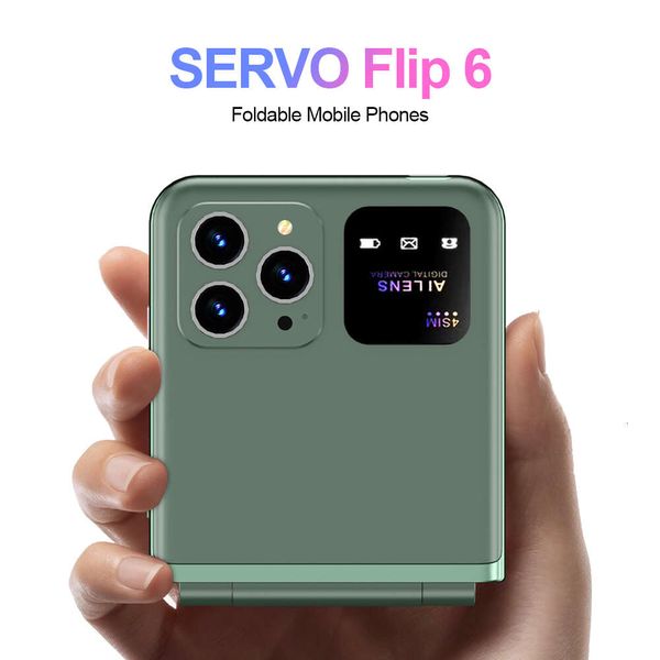 Servo Flip 6 mobile 4SIM CARD MOBILE ORIGINALE GSM Network Magic Voice Call Calling Torch Fold Cellule Telefono gratuito Custodia per telefono