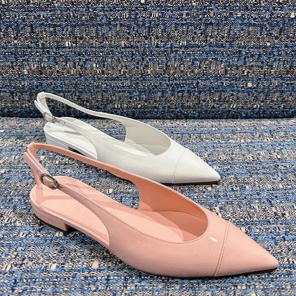 Sandali con fibbia rosa Donne vestite da donna casual piatti di suola morbida a punta di piedi basse scarpe slingback zapatos mujer