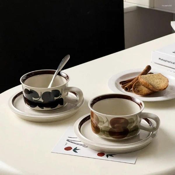 Bardak Sakları 8.5oz/250ml Ayçiçeği Kahve Kupası Seti Taşınabilir Vintage Porselen Çay Seramik Suluboya ve Yemekler