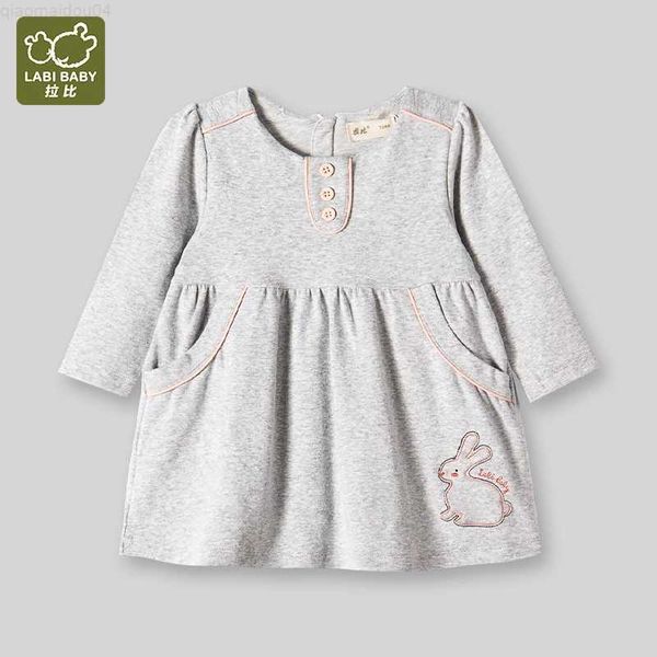 Mädchenkleider Labi Baby Herbstkleider für Kinder Mädchen 1-5 Jahre alte Kinder Casual Long Sleeve Kleid mit Tasche Innen im Freien Kindertätigkeit Wäschel2404