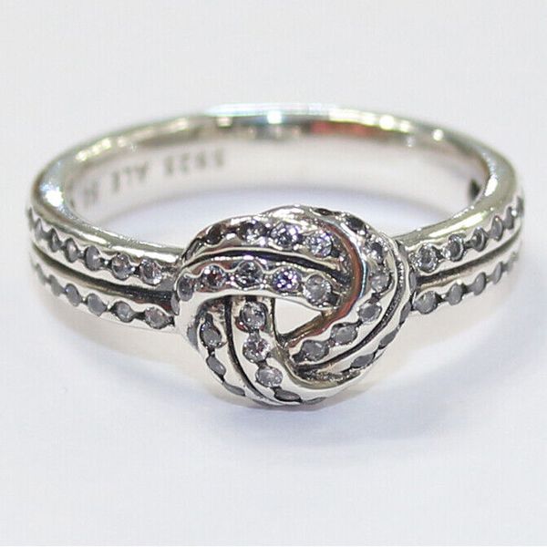 925 Стерлинговое серебро блестящее любовное узел Кольцо Эмаль День Святого Валентина Дизайнерский женский кольцо 190997CZ Модный подарок бриллиантовое кольцо