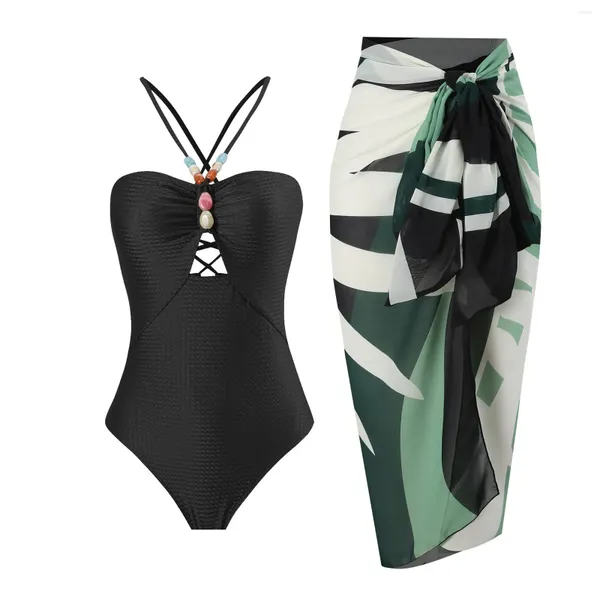 Frauen Badebekleidung 2024 Sexy Push Up One -Stück Frauen Retro -Print Biquini -Rock Cover Monokini Brasilianer Schwimmanzug Kleid