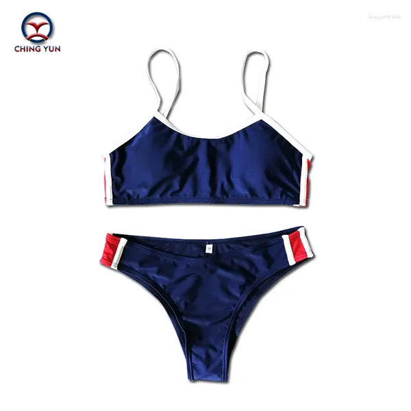 Frauen Badebekleidung Ching Yun 2024 Est Beach Split Badeanzug Drei Farbsportstreifen sexy süße Mädchen Bandeau Low Taille Bikini