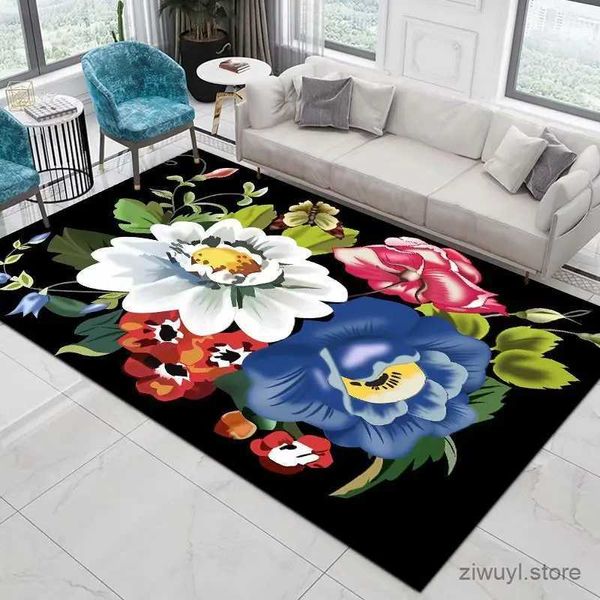 Teppiche Hausdekoration Eingangstür Matte Rose Rose Pfingstrose Pastoral 3D gedruckt Teppich Wohnzimmer Teppiche Pelzige Matte Teppich Schlafzimmer Dekoration