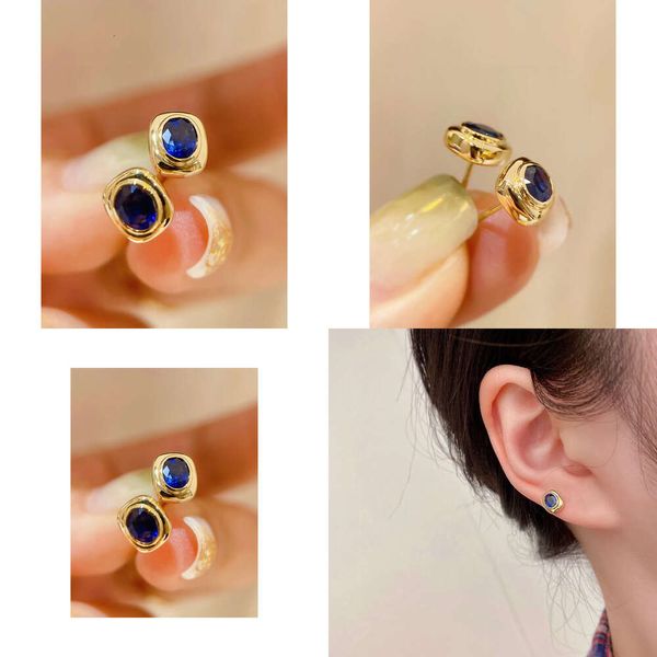 DiamondBox Sapphire Brincos de jóias de orelhas oval estilo vintage 0.9ct pingente azul real AU750 Amarelo Retânima Rainha Rainha Elegante Princesa Qualidade original