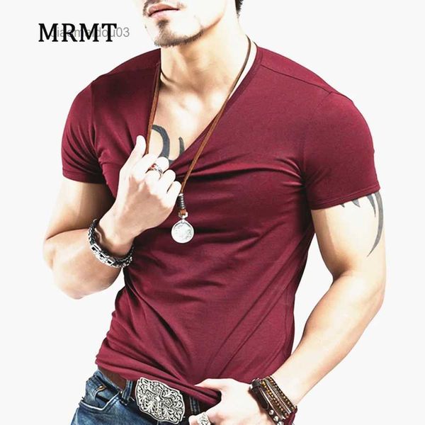 Camisetas masculinas 2024 MRMT Brand New V Collar Men T-shirt Manga curta Mens camiseta meia manga Lycra Cotton Man Camiseta para camiseta masculina