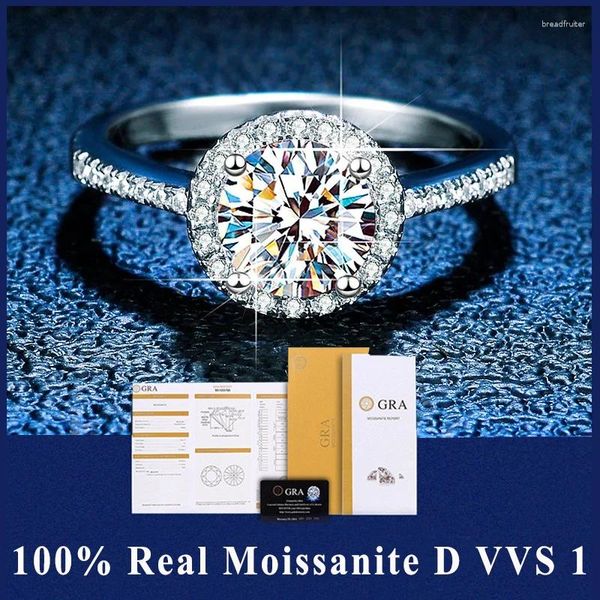 Кластерные кольца GRA Сертифицировано 1 -кадр Моассанитовый кольцо регулируемое VVS1 Лаборатория Diamond Solitain