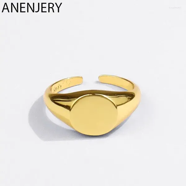 Кластерные кольца Anenjery Silver Color Signet Кольцо для женщин мужские мужчина круглое золото геометрические ювелирные украшения