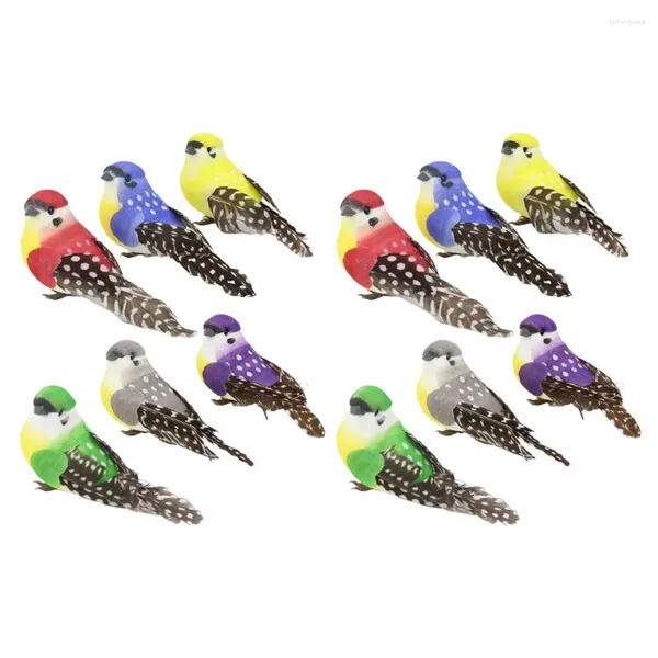 Fiori decorativi 12 pezzi imitazione Model di uccelli giardino uccelli artificiali