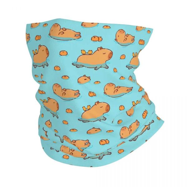 Modegesichtsmasken Hals Giterin Capybara Muster Schwimmen mit Orangen Bandana Halsabdeckung gedruckter Balaclavas Magic Schal Kopfbedeckung Unisex a y24042592k8