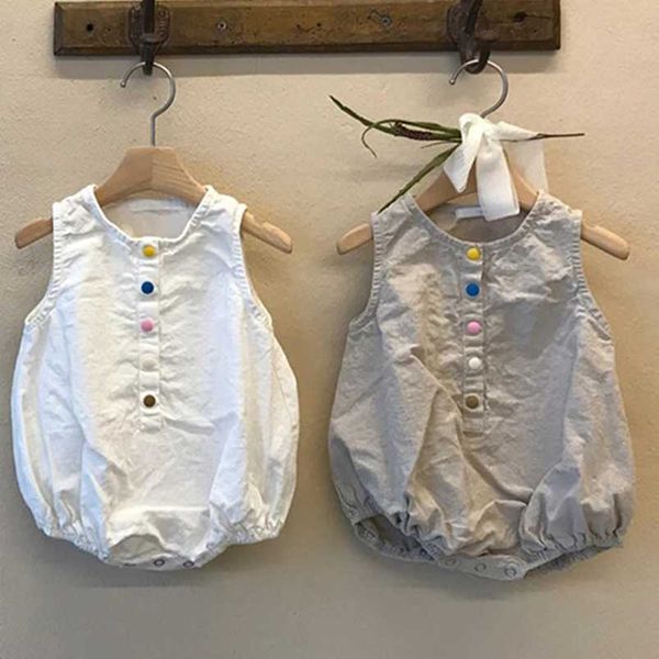 ROMPERS LINEN COATTON Jungen Strampler Sommer Ärmel und Kleinkind für Kleinkinder Jungen Kleidung Mädchen Overalls Kinder BodySuit Outfits H240425