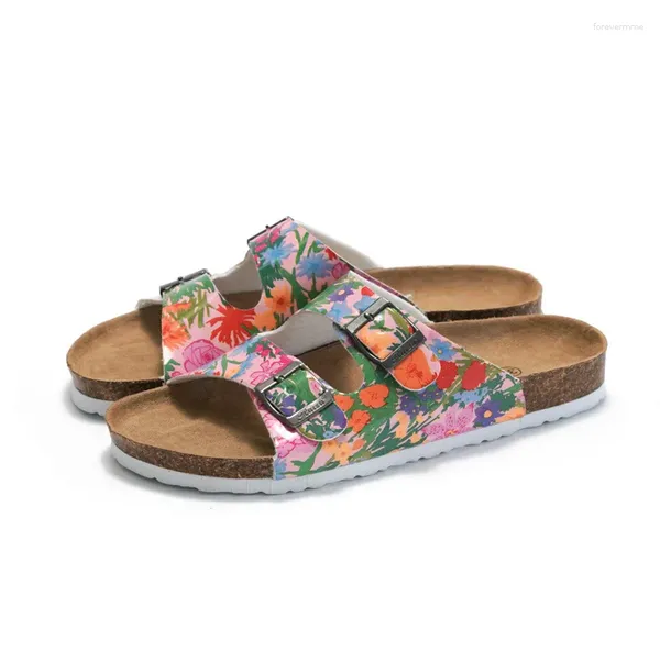 Flippers 2024 sandálias de cortiça femininas para desgaste externo Praia chinelos de sapatos de flores