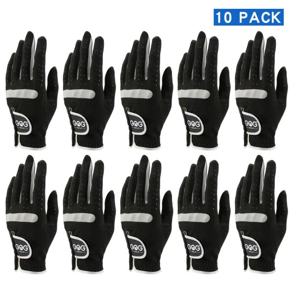 Handschuhe Packung von 10 PCs Herren Golfhandschuhe atmungsaktive schwarze weiche Stoffmarke GOG Golfhandschuh linke Hand Drop Ship